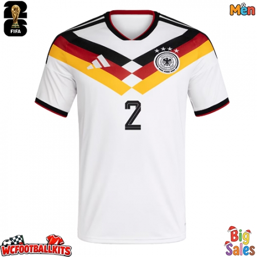 Germany Antonio Rudiger #2 Replica Home Stadium Shirt World Cup 2026 Short Sleeve